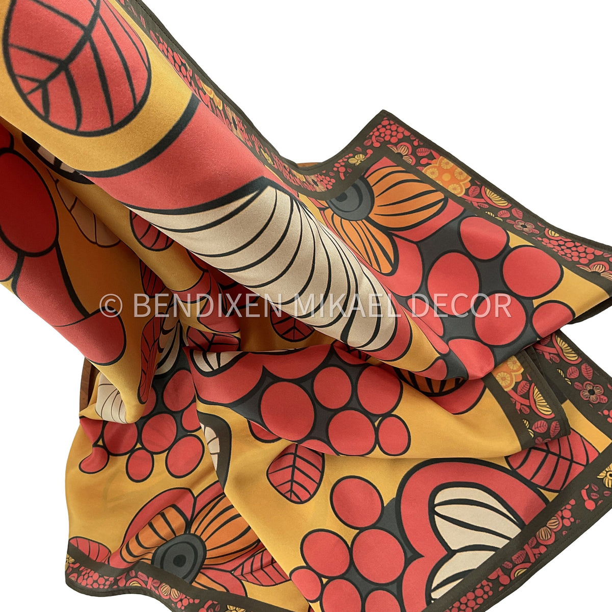 Sofidelic - Yellow 70s Flower Power, Mulberry Silk Scarf Square - 70s iconic designs - MOJO Shop