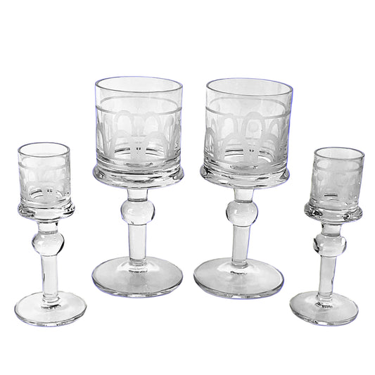 Vintage Kosta Boda "Husar" Set – 1 Wine Glass & 2 Snaps Glasses – Bertil Vallien, Sweden - MOJO Shop