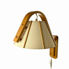 Load image into Gallery viewer, Vintage Scandinavian 'Aneta' Wood &amp; Fabric Wall Lamp by Jan Wickelgren, Sweden 1970 – Mid - Century Reading Light - MOJO Shop
