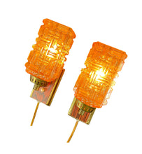 Load image into Gallery viewer, Two orange light bulbs with gold bases on a white background
