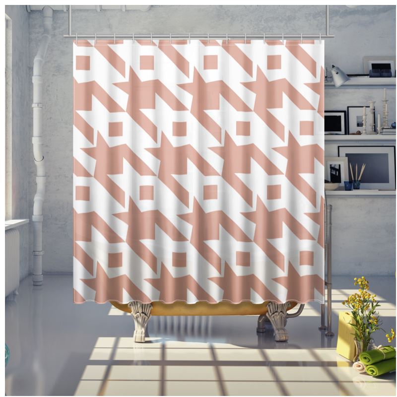 Bathroom Curtains Large Houndstooth in Copper color