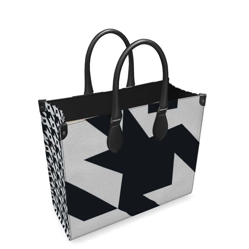 City Shopper Bag, Black Houndstooth Maxi