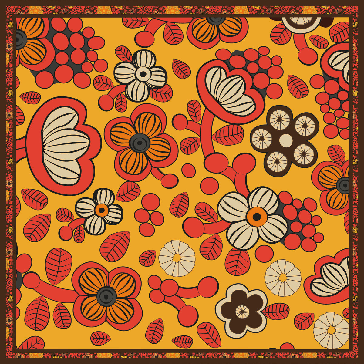 Sofidelic - Yellow 70s Flower Power NFT Silk Scarf